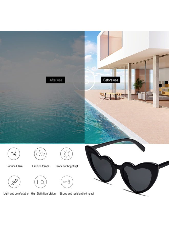 PAWSONIFY 3 PCS Heart Shaped Sunglasses UV400 Protection - Vintage Retro Love Heart Glasses for Party Raves Travel - Image 3
